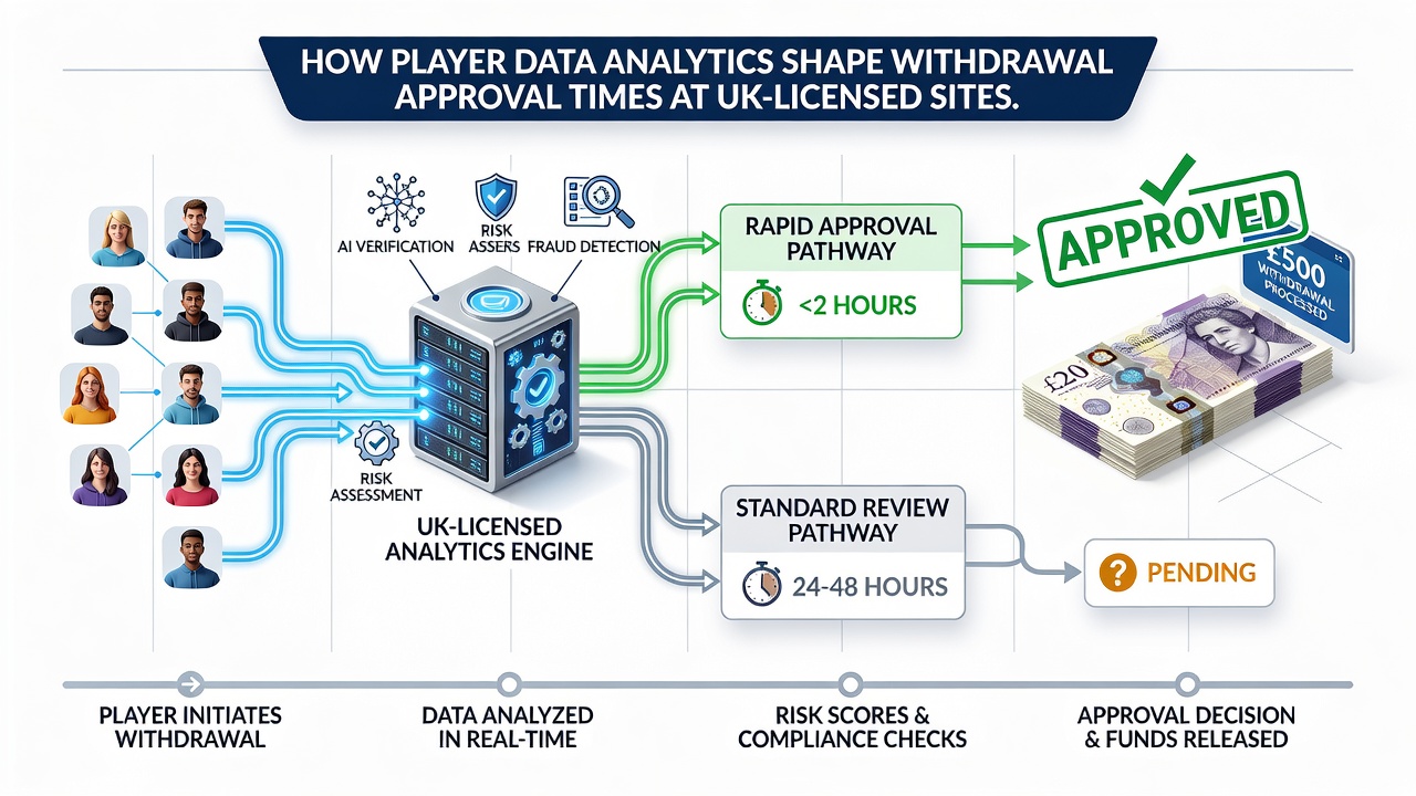 Analytics team reviewing withdrawal metrics on multiple screens at a UK online casino operations center