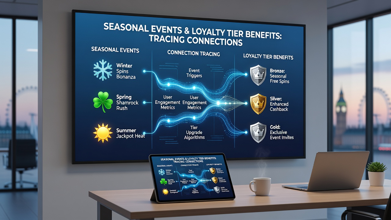 Seasonal calendar overlaid with loyalty tier icons on a tablet interface